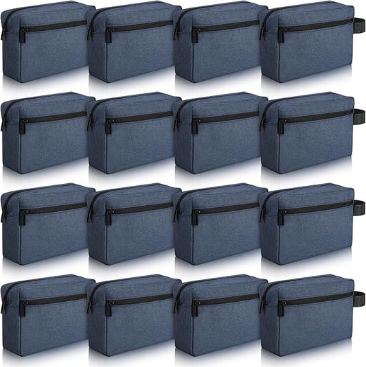 Paterr 16 Pcs Travel Toiletry Bag for Women Men Large Water Resistant Shaving Bag Hanging Cosmetic Bag with Handle and Divider Storage Travel Pouch Case (Dark Blue)