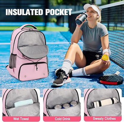 Bevalsa Pickleball Bag for Women Men Teens, Tennis Bag with Shoe Compartment, Multifunctional Sports Padel Racket Bag Badminton Backpack Fits 4 Rackets with Fence Hook