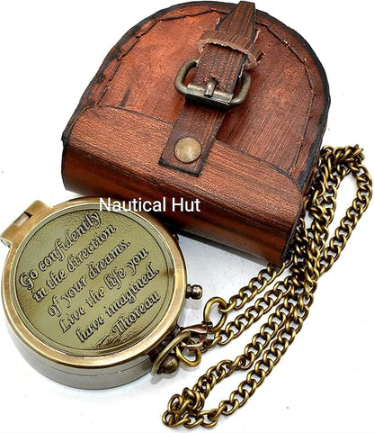 Thoreau's Go Confidently Engraved Solid Brass Nautical Pocket
