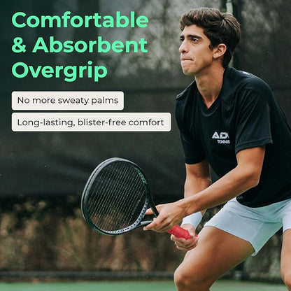 ADV Dry Tennis Overgrip Tape - 3, 12, 30, 60 Pack - FeltTac Tennis Racket Grip Tape - Ultra Absorbent Tennis Grip Tape - Comfort Tennis Racket Grips - Tennis Grips Overgrip