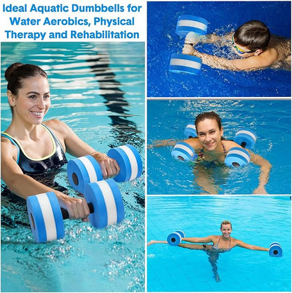 5 Pcs Aquatic Exercise Set Including 2 Ankle Swimming Weights 2 Lightweight Aquatic Exercise Dumbbells and Swim Belt Pool Exercise Equipment for Aquatic Aerobics Exercise