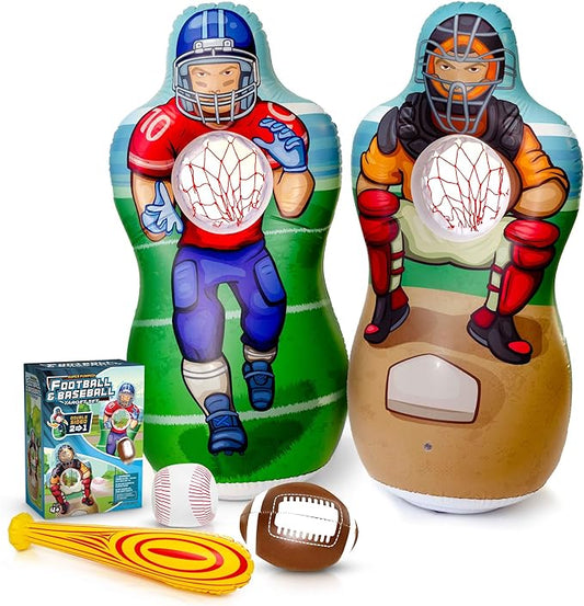 Inflatable Double-Sided Baseball & Football Target Set - 5 Feet