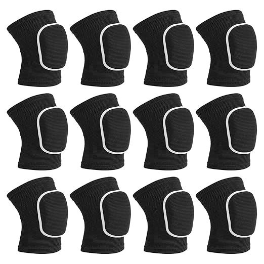 PATIKIL M Protective Knee Pads, 6 Pairs Sponge Volleyball Knee Pads Breathable Dance Knee Pads Brace for Women Men Football Basketball Workout, Black White