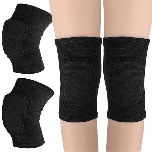 Sibba Kids Knee Pad, Breathable Elastic Knee Brace, Anti-Slip Padded Sponge Knee Protector for Volleyball Dance Running Skating Basketball Football Sports (Black)