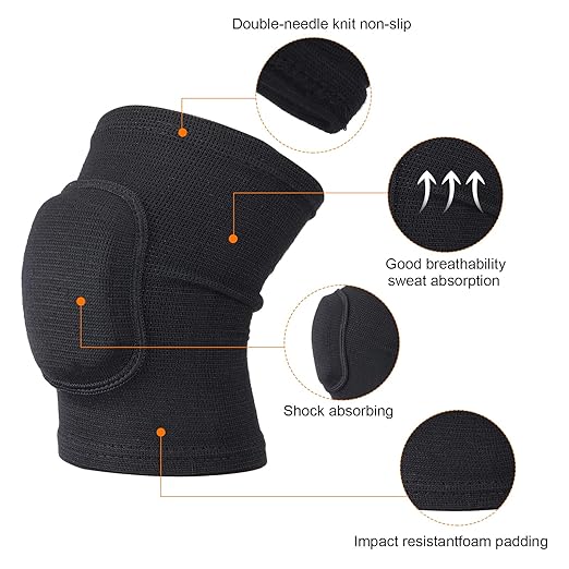 PATIKIL XS Size Protective Knee Pads, 6 Pairs Sponge Volleyball Knee Pads Breathable Dance Knee Pads Brace for Women Men Football Basketball Workout, Black