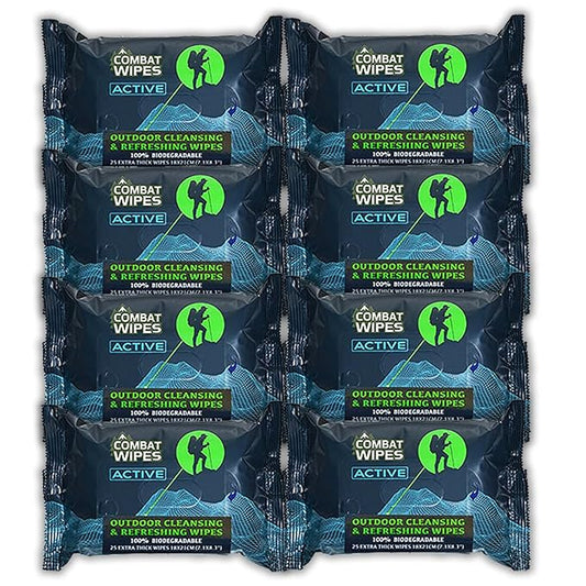 Combat Wipes ACTIVE Outdoor Wet Wipes - Extra (8 pack, 200 Wipes)…