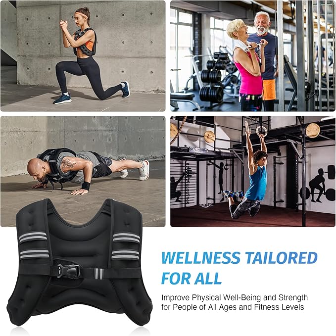 ZELUS Weighted Vest, 12lb Weight Vest with Reflective Stripe for Workout, Strength Training, Running, Fitness, Muscle Building, Weight Loss, Weightlifting