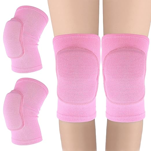 Sibba Kids Knee Pad, Breathable Elastic Knee Brace, Anti-Slip Padded Sponge Knee Protector for Volleyball Dance Running Skating Basketball Football Sports(Pink)