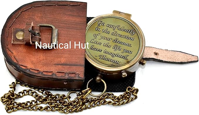 Thoreau's Go Confidently Engraved Solid Brass Nautical Pocket