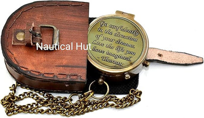 Thoreau's Go Confidently Engraved Solid Brass Nautical Pocket