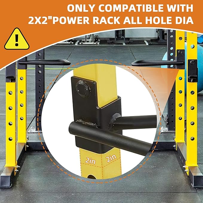Dip Bar Attachment for Squat Rack, Multi Grip for Strength Training, Pull up, Push up 2x2 inch Power Cage Squat Rack, Pair