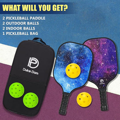 DULCE DOM Pickleball Paddles 2/4 with 4 Pickleball