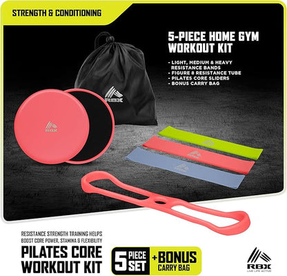 RBX 5 Piece Home Gym Workout Kit - Light 8 Resistance