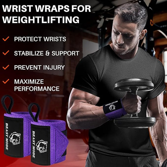 TECEUM Weightlifting 18" & 12" Wrist Wraps with Thumb Loop – Heavy Duty Wrist Workout Braces for Men and Women – Ideal for Powerlifting, Strength Training, Bodybuilding