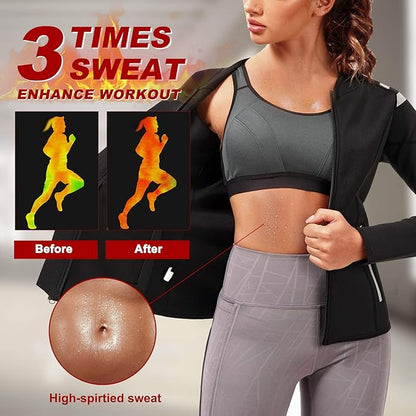 SCARBORO Sauna Sweat Suit for Women Neoprene Hot Jacket Full Body Shaper Slimming Weight Workout Top Waist Trainer Vest Shirt