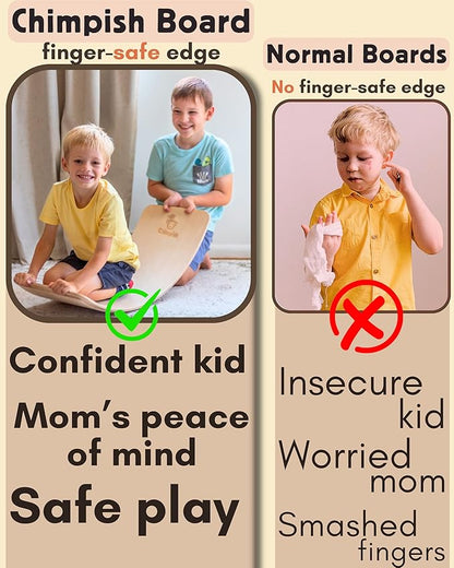 Wooden Balance Board - 37 inch Finger Safe Wobble Board for Toddlers, Wooden Balance Board for Kids
