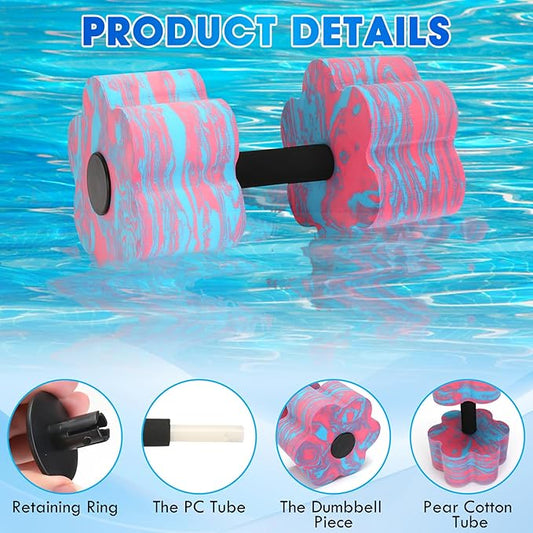 Aquatic Exercise Dumbbells, 2PCS Aqua Fitness Barbells, Flowers High-Density EVA-Foam Water Workouts, Pool Weights Dumbbells Set for Water Exercise, Aerobics Weight Loss, Pool Fitness
