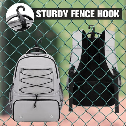 Bevalsa Pickleball Bag for Women Men Teens, Tennis Bag with Shoe Compartment, Multifunctional Sports Padel Racket Bag Badminton Backpack Fits 4 Rackets with Fence Hook