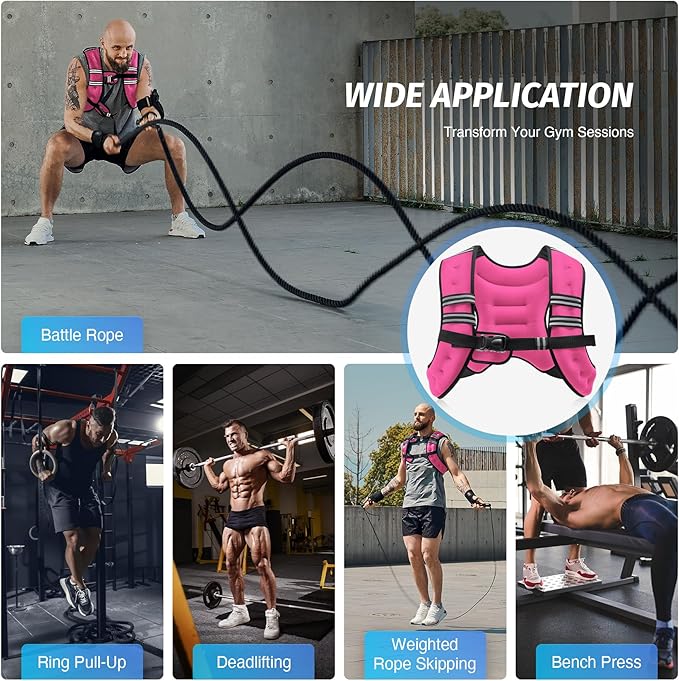ZELUS Weighted Vest, 8lb Weight Vest with Reflective Stripe for Workout, Strength Training, Running, Fitness, Muscle Building, Weight Loss, Weightlifting