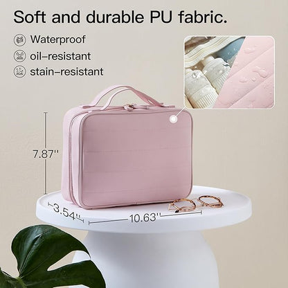 Toiletry Bag, Travel Bag for Women & Men, Portable Cosmetic Bag with Hanging Hook, Durable, Waterproof for Shampoo, Makeup, Essentials, Toiletries Acessories (Pink)