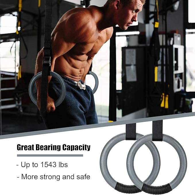 PACEARTH Gymnastic Rings 1100lbs Capacity with 14.76ft Adjustable