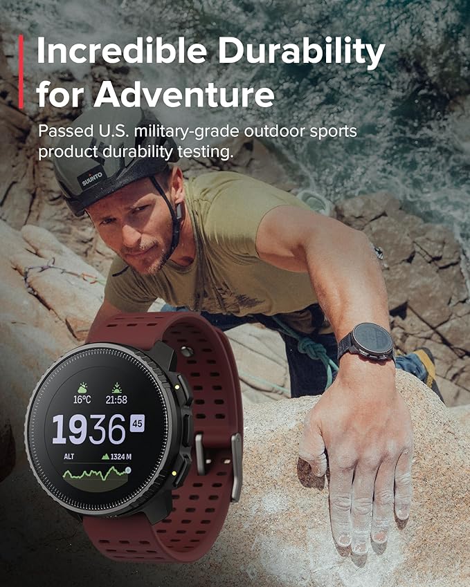 SUUNTO Vertical GPS Sports Watch, Premium Adventure Watch w/1.4 inch Touchscreen & 95+ Training Workout Analysis, Heart Rate & Sleep Tracking, 60-Day Battery Life, Dual-GNSS, Free Offline Maps, Ruby