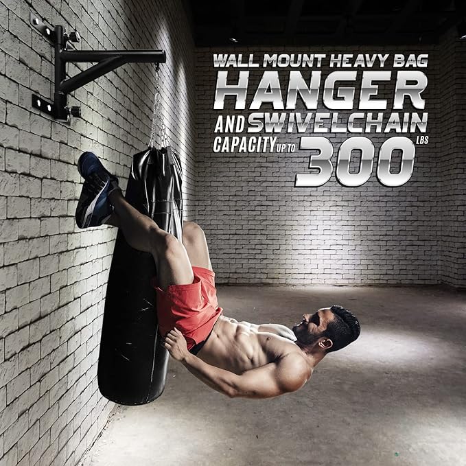 Yes4All Heavy Bag Hanger Wall Mount Punching Bag Hanger, Adjustable Heavy Duty Boxing Bag Bracket for Home Gym Indoor Outdoor