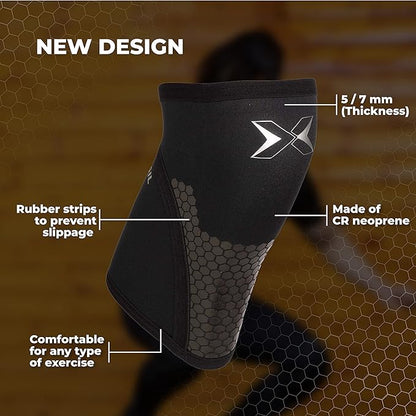 PICSIL Knee Sleeves 5&7mm (1 Pair) Support & Compression for Weightlifting, Powerlifting & Cross Training, Premium Protective Knee Pads for Comfort and Safety, Women & Men