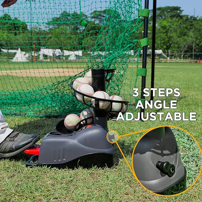 Furlihong 898BH Baseball Soft Toss Machine, Angle Adjustable, Step On Paddle and Release to Launch, No Power Supply Needed, Works with Regulation Baseball