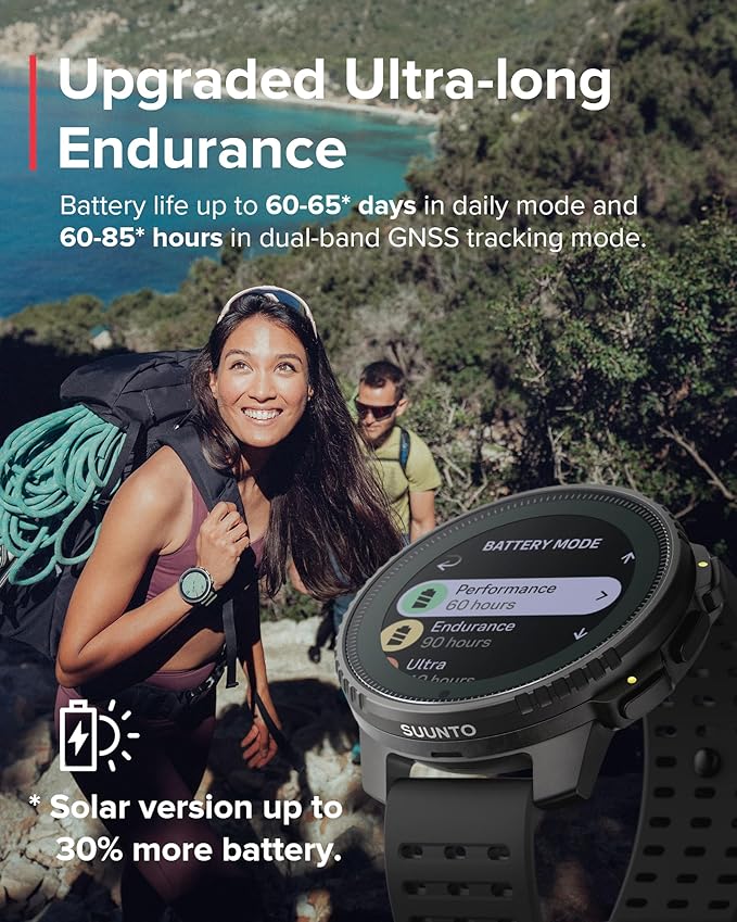 SUUNTO Vertical Titanium Solar GPS Adventure Watch, Dual-Band GNSS, Offline Maps, Solar Charging, 95+ Sports Modes, Training Metrics & Recovery Insights