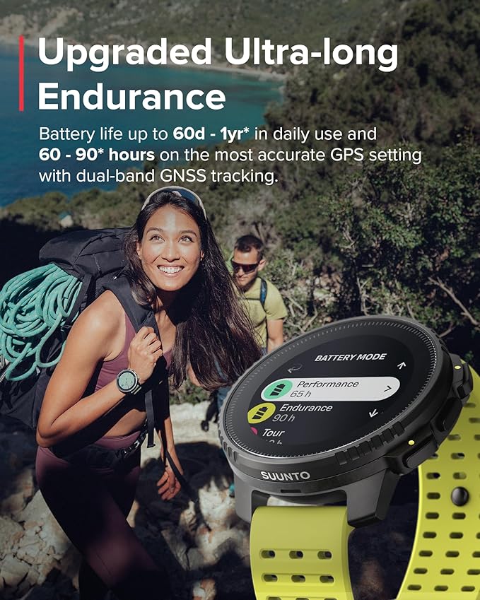 SUUNTO Vertical GPS Sports Watch, Premium Multisports Watch w/1.4 inch Touchscreen & 95+ Training Workout Analysis, Heart Rate & Sleep Tracking, 60-Day Battery Life, Dual-GNSS, Free Offline Maps, Lime