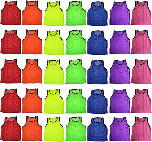 BlueDot Trading Youth Boys Girls Child Sports Scrimmage Pinnies Training Vest for team practice for Soccer, Lacrosse, 12-Pack