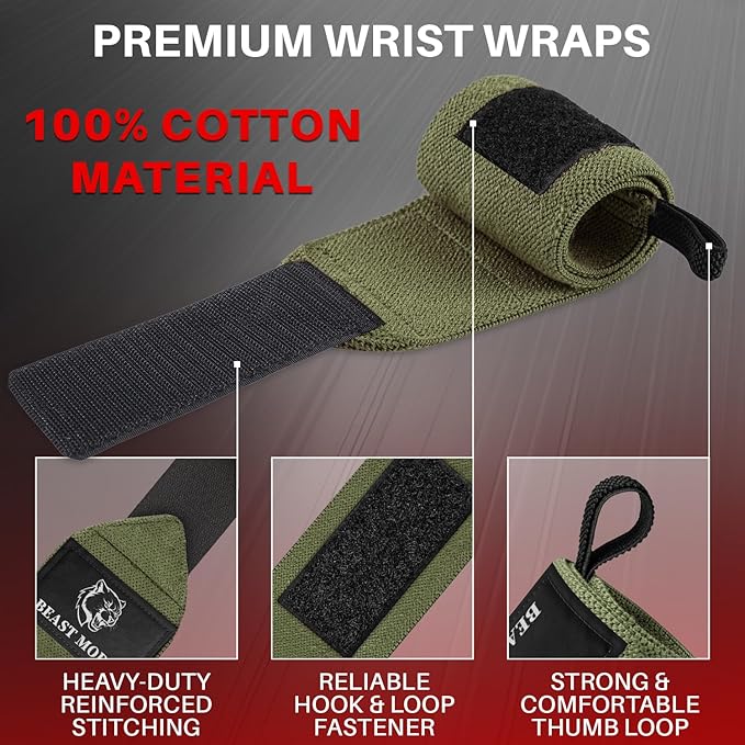 TECEUM Weightlifting 18" & 12" Wrist Wraps with Thumb Loop – Heavy Duty Wrist Workout Braces for Men and Women – Ideal for Powerlifting, Strength Training, Bodybuilding