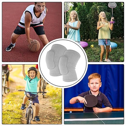 Sibba Kids Knee Pad, Breathable Elastic Knee Brace, Anti-Slip Padded Sponge Knee Protector for Volleyball Dance Running Skating Basketball Football Sports(Grey)
