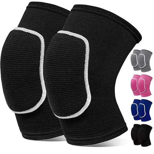 Volleyball Knee Pads,Knee Pads for Women,Men,Kids,Girls,Knee Brace for Basketball Volleyball Football Dance Yoga Tennis Running Cycling Workout Climbing (Black White, Medium)