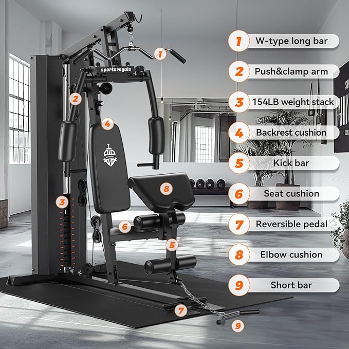 Sportsroyals Home Gym 154LBS Weight