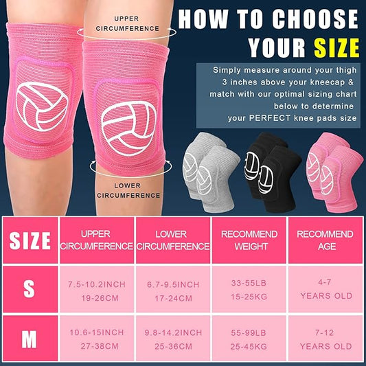 Leyndo 3 Pairs Volleyball Knee Pads for Kids Soft Breathable Non Slip Dance Knee Pads Collision Avoidance Knee Brace for Youth Girls Boys Dance Yoga Running Workout