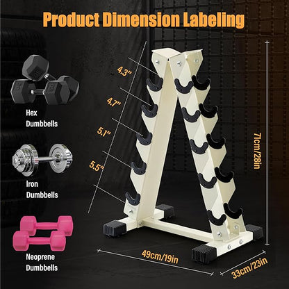 Barbell A-Frame Dumbbell Weight Rack, Dumbbell Rack Stand Only, Weight Rack for Dumbbells 5 Tier with 500 LB Weight Capacity, Home Gym Storage Solution