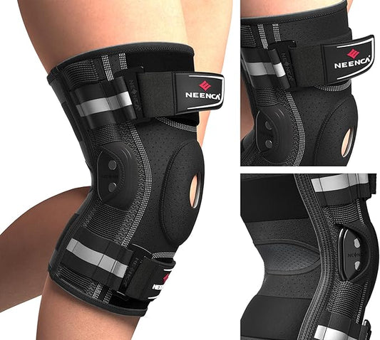 NEENCA Professional Knee Brace for Knee Pain, Adjustable Hinged Knee Support with Removable Side Stabilizers, Strong Stability for Joint Pain Relief, Arthritis, Meniscus Tear, ACL, PCL, Runner, Sports