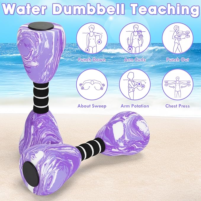 Aquatic Dumbbells, 2PCS Foam Water Weights, Aerobic Exercise Fitness Equipment Dumbbells, Dumbbells Set for Water Aerobics Weight Loss, Pool Fitness, Water Exercise