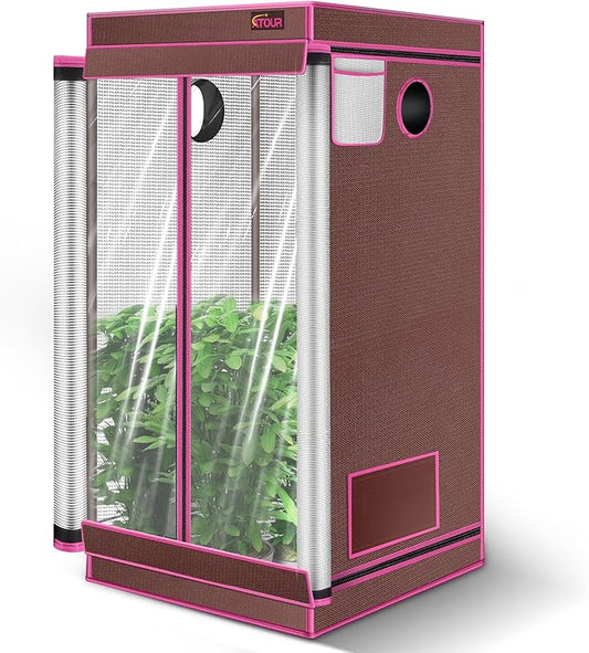 ATOUR 32"x32"x63" Grow Tent, 1680D High Reflective Mylar Hydroponic Grow Tents, Waterproof Grow Tent with Double Cleart Observation Door and Floor Tray, for Indoor Plant Growing