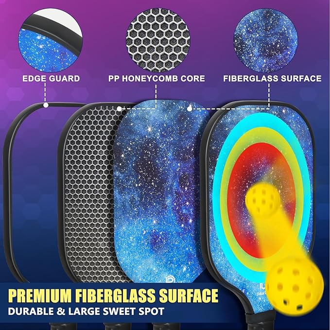 DULCE DOM Pickleball Paddles 2/4 with 4 Pickleball