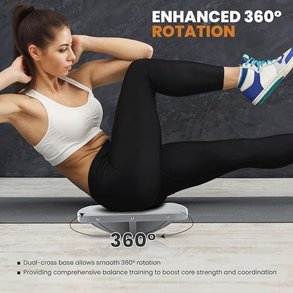 Professional Wooden Balance Board, 360 Degree Portable Wobble Board with Comfortable Surface, Standing Desk Rocker Board for Physical Therapy, Core Strength Stability Training