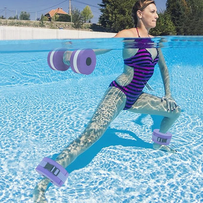 Carperipher Water Aerobics Set for Aquatic Exercise, Pool Fitness Equipment Foam Water Dumbbell Set, New Upgrade Aquatic Dumbbells and Foam Swim Aquatic Cuffs, Water Workout Fitness Tool（Purple）