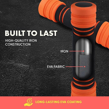 SQUATZ 2 LB Dumbbells Set of 2 - Compact Weight Dumbbells - Versatile Dumbbells for Women - Comfortable Foam Grip - 1kg Dumbbell Set