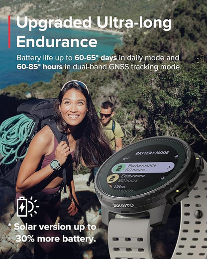 SUUNTO Vertical Solar GPS Adventure Watch, Premium Multisport Watch w/1.4 inch Touchscreen, Free Global Offline Maps, 60-Day Battery Life, Training Records, Heart Rate & Sleep Tracking, Steel Sand