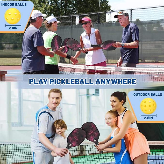 DULCE DOM Pickleball Paddles 2/4 with 4 Pickleball