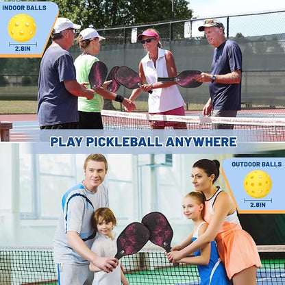 DULCE DOM Pickleball Paddles 2/4 with 4 Pickleball