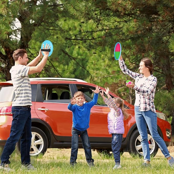 Toss and Catch Ball Set 4-8, Outdoor 6 Paddles, 3 Balls,