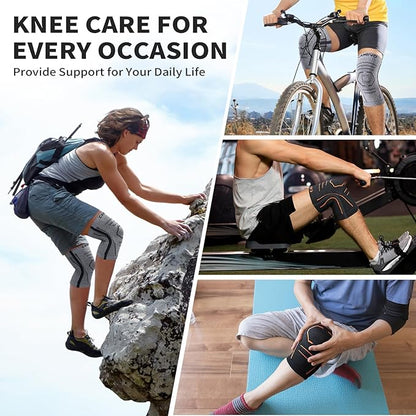 CAMBIVO Knee Brace for Women and Men with Side Stabilizer 2 Pack, Lightweight Knee Compression Sleeves for Knee Pain Relief, Running, Workout and Daily Activities – Essential Series (Gray, Medium)